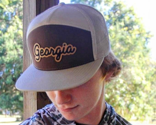 Georgia Script Leather Patch 7-Panel Hat